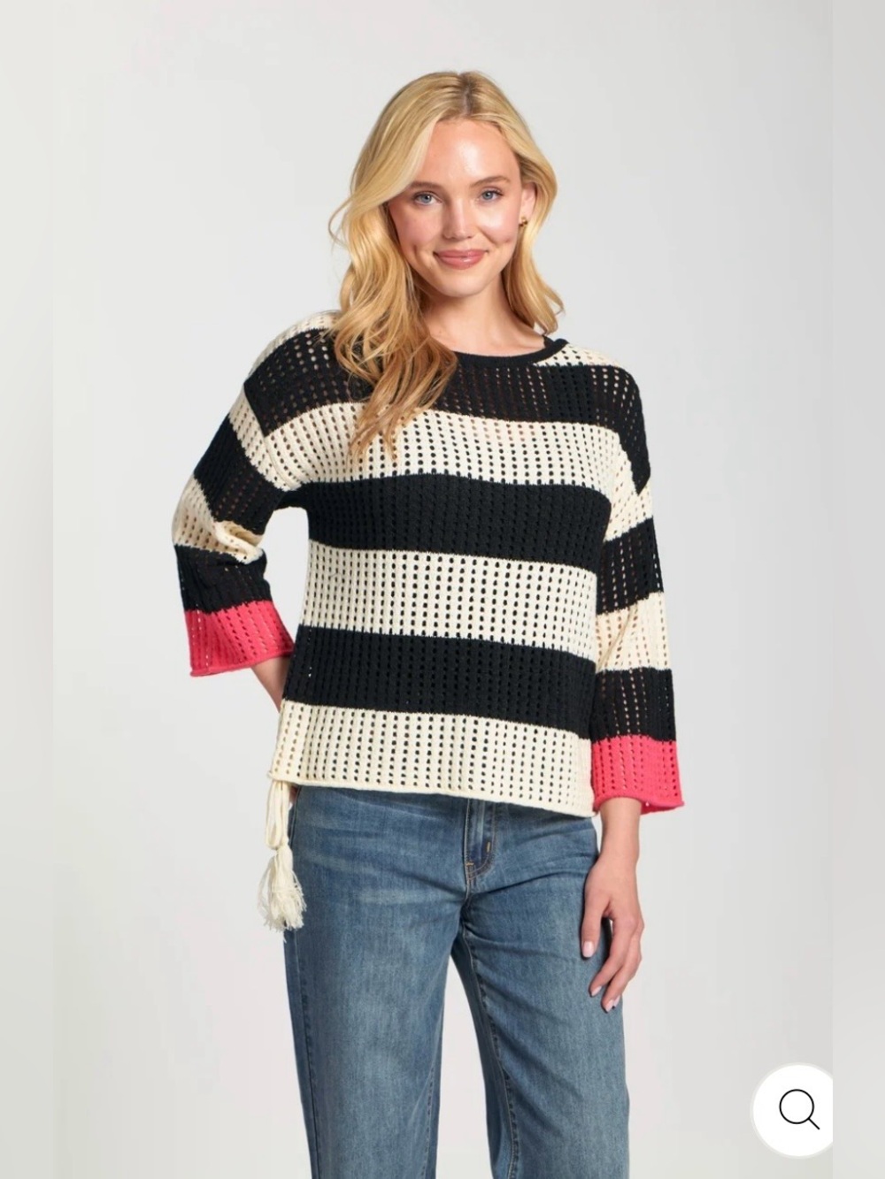 APNY STRIPE MODERN CROCHET TAPE YARN SWEATER-X-large NWT